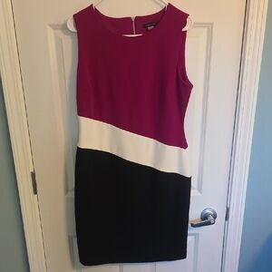 Tommy Hillfiger Magenta, White & Black Colorblock Bodycon Dress